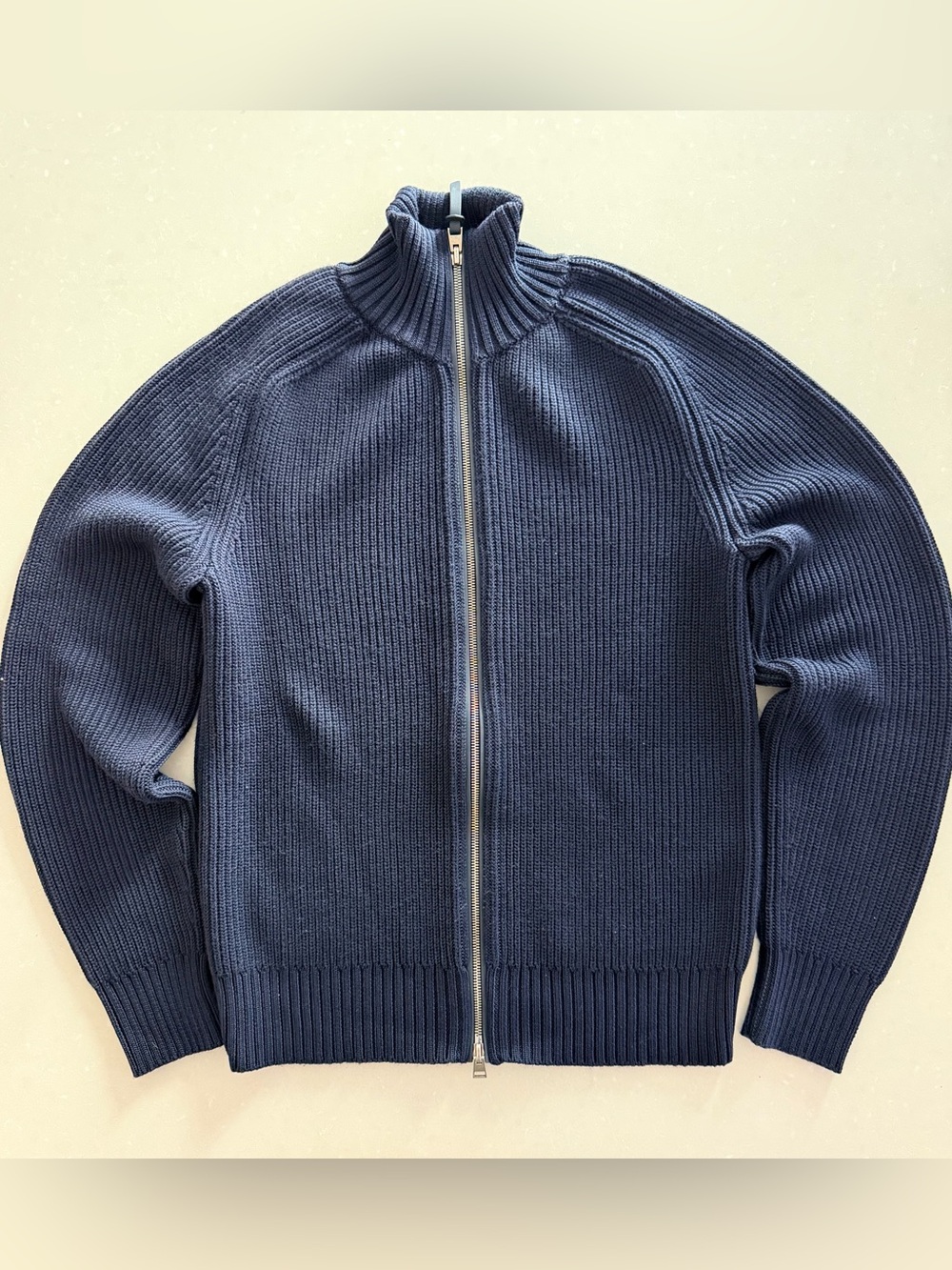 Tom Ford Navy Ribbed Full-Zip Knit Sweater